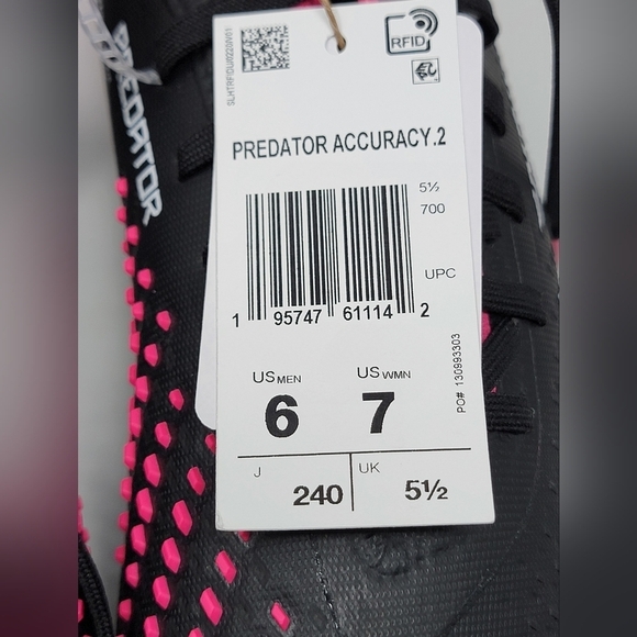 Adidas Predator Accuracy.2 FG Soccer Cleats Black Pink GW4586 Mens Size 6 New - Picture 11 of 11
